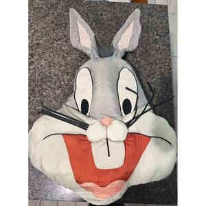 Vintage Bugs Bunny Oversized Plush Head Pillow Looney Tunes Gray Large 35 Inch